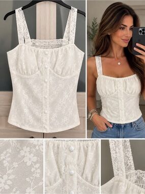 Delicate White Lace Bustier Camisole